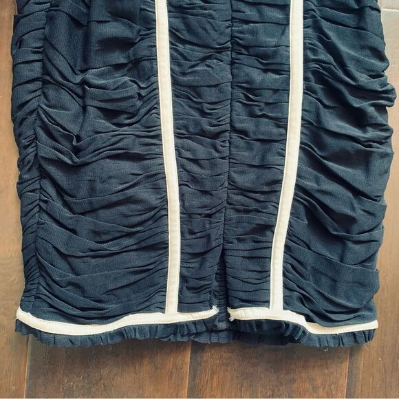 ASOS Vintage Black & Ivory Ruche Bodycon Strapless Cocktail/Wedding Guest Dress - Picture 8 of 10